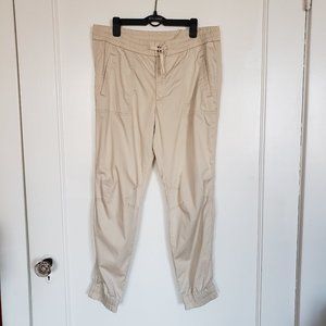 Uniqlo Cream Khaki Elastic Drawstring Jogger Pants Cotton Spandex Pockets L
